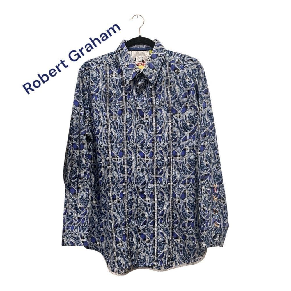 Robert Graham button down French Blue Robert Blue Casual Paisley Design